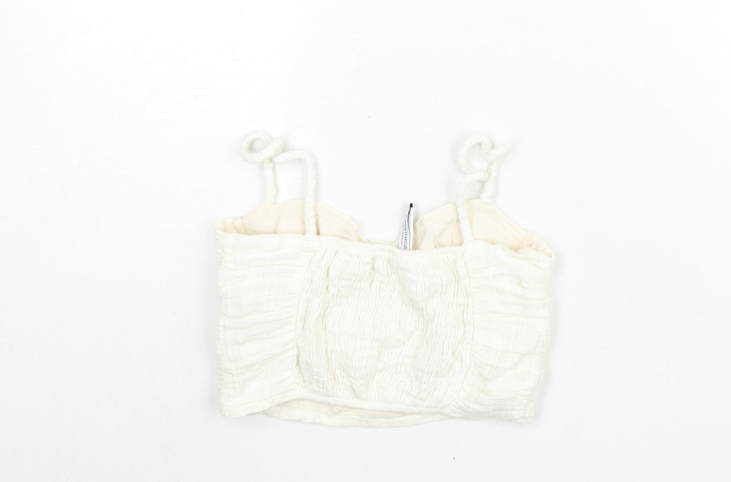 Womens UK Size XS Stradivarius White Cropped Blouse