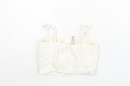 Womens UK Size XS Stradivarius White Cropped Blouse