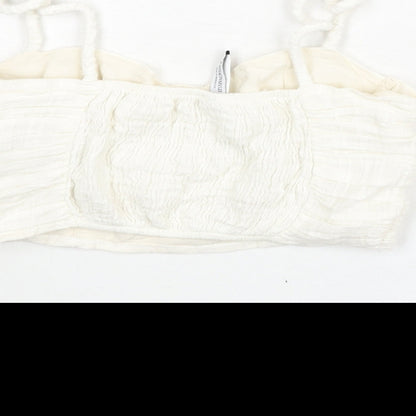 Womens UK Size XS Stradivarius White Cropped Blouse