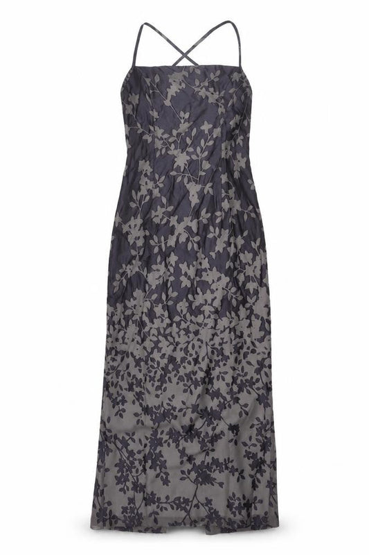Front view of Principles women’s purple floral polyester maxi, size UK 12, square neck zip - vented