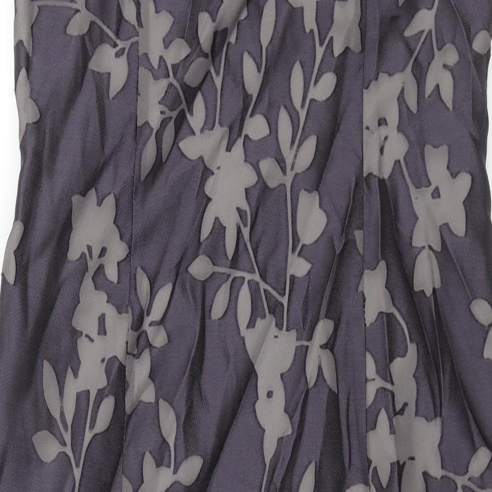 Principles Womens Purple Floral Polyester Maxi Size 12 Square Neck Zip - Vented