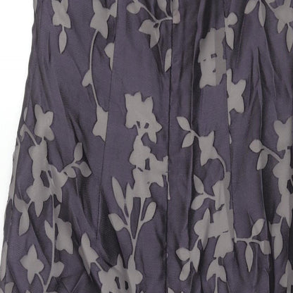 Principles Womens Purple Floral Polyester Maxi Size 12 Square Neck Zip - Vented