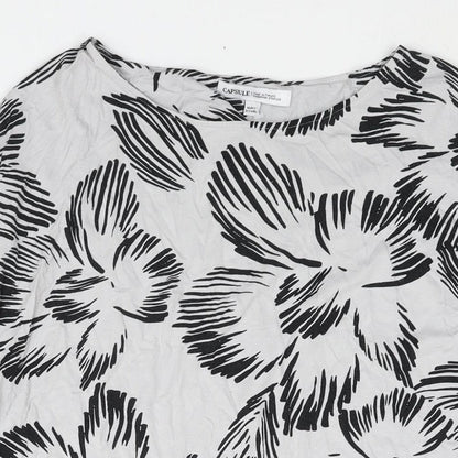 Capsule Womens Grey Floral Viscose Basic Blouse Size 16 Round Neck - Size 16-18