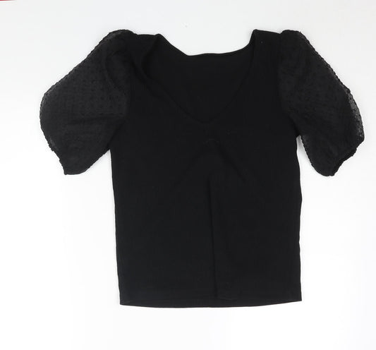 Womens UK Size S VILA Black Basic Blouse