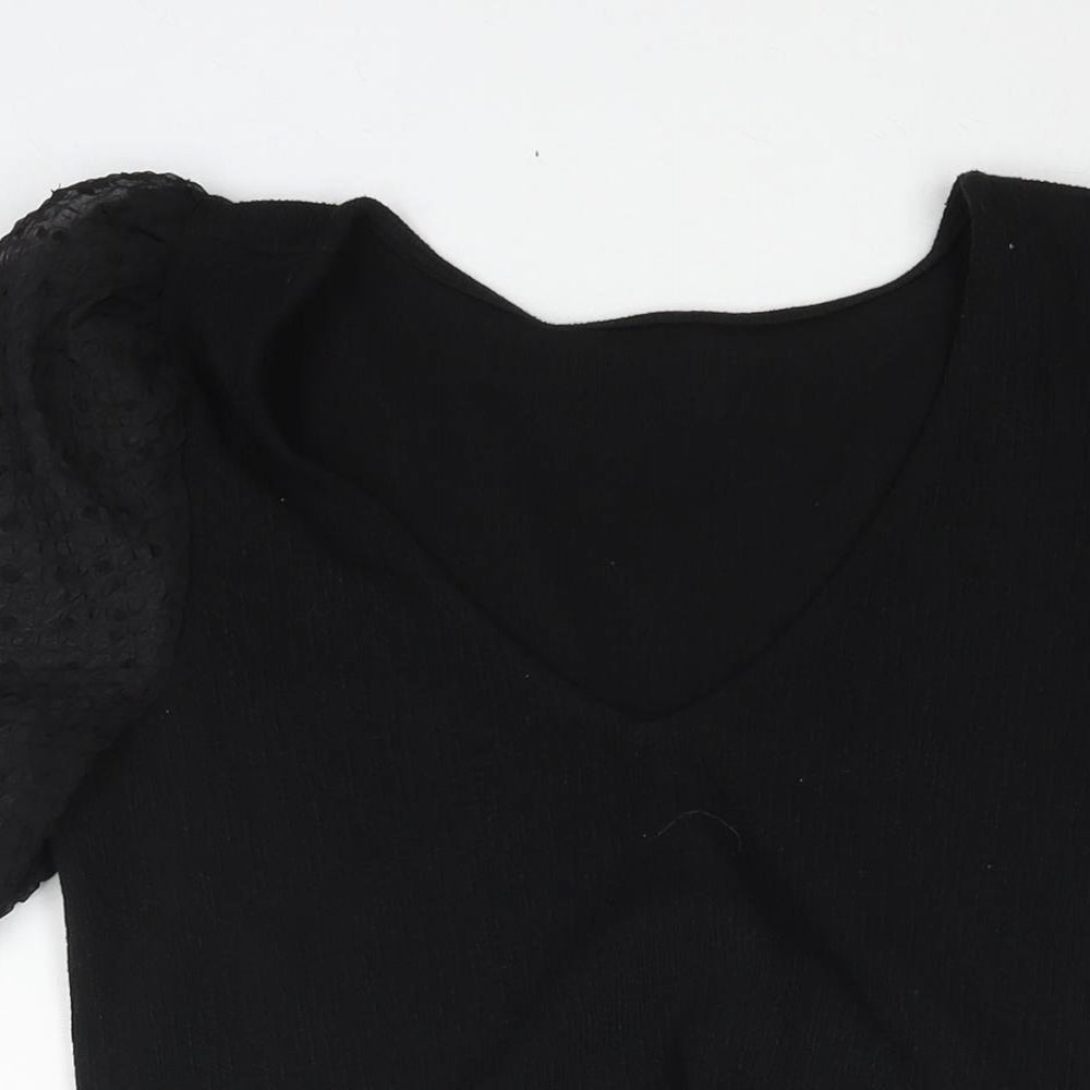 Womens UK Size S VILA Black Basic Blouse