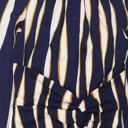 Jolie Moi Womens Blue Geometric Polyester Bodycon Size 10 Mock Neck Pullover - Twist Detail