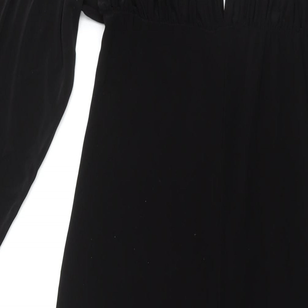 PRETTYLITTLETHING Womens Black Polyester Jumpsuit One-Piece Size 12 L31 in Tie