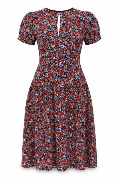 Topshop Womens Multicoloured Floral Polyester Shift Size 8 V-Neck Button