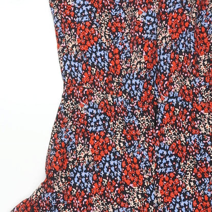 Topshop Womens Multicoloured Floral Polyester Shift Size 8 V-Neck Button