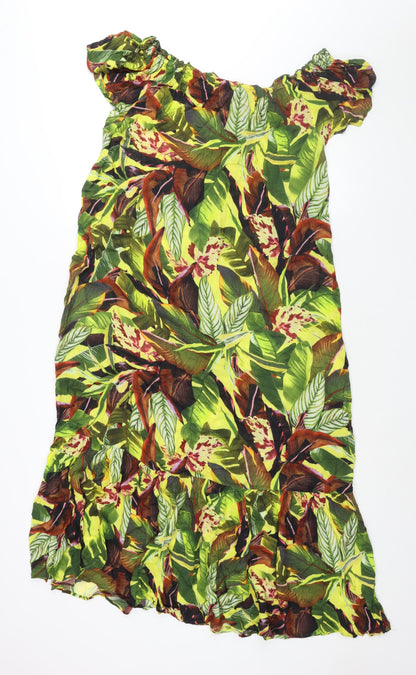 Debenhams Womens Multicoloured Floral Viscose Shift Size M Boat Neck Pullover