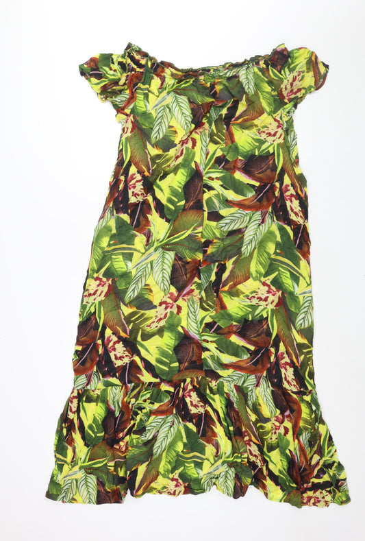 Debenhams Womens Multicoloured Floral Viscose Shift Size M Boat Neck Pullover