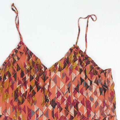 Ecote Womens Multicoloured Geometric Silk Mini Size M Sweetheart Button