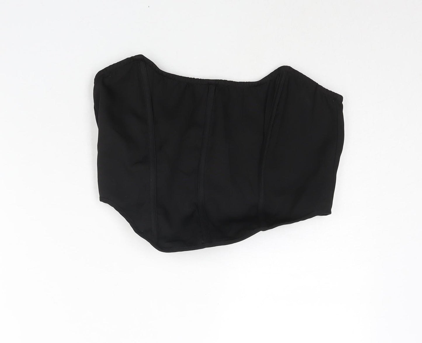 Womens UK Size 14 PRETTYLITTLETHING Black Cropped Blouse