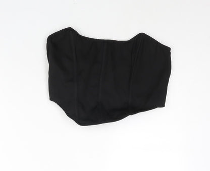 Womens UK Size 14 PRETTYLITTLETHING Black Cropped Blouse