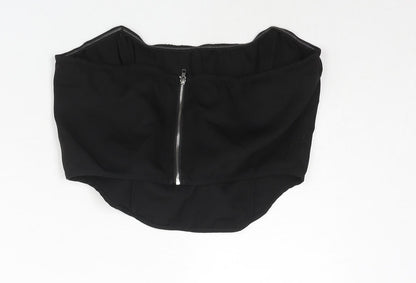Womens UK Size 14 PRETTYLITTLETHING Black Cropped Blouse