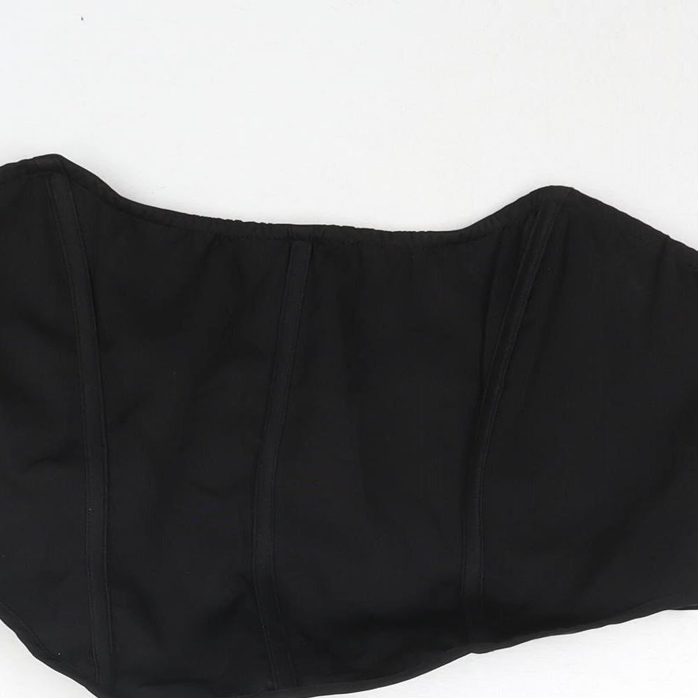 Womens UK Size 14 PRETTYLITTLETHING Black Cropped Blouse