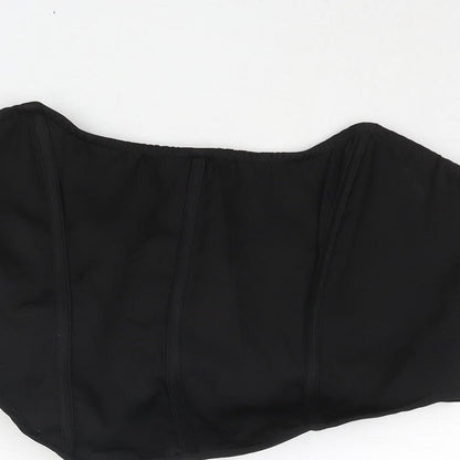 Womens UK Size 14 PRETTYLITTLETHING Black Cropped Blouse