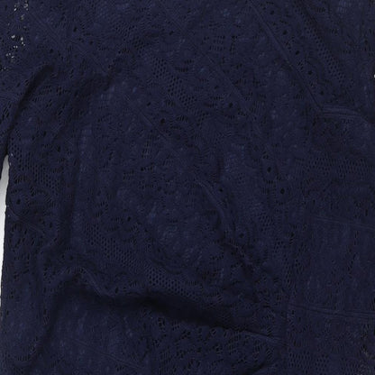 Marks and Spencer Womens Blue Polyester Sheath Size 14 Boat Neck Pullover