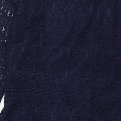 Marks and Spencer Womens Blue Polyester Sheath Size 14 Boat Neck Pullover
