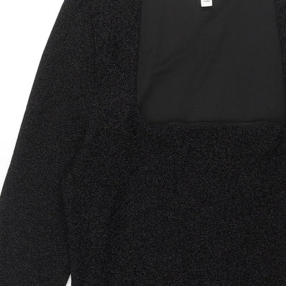 H&M Womens Black Polyester Bodycon Size M Square Neck Pullover - Glitter