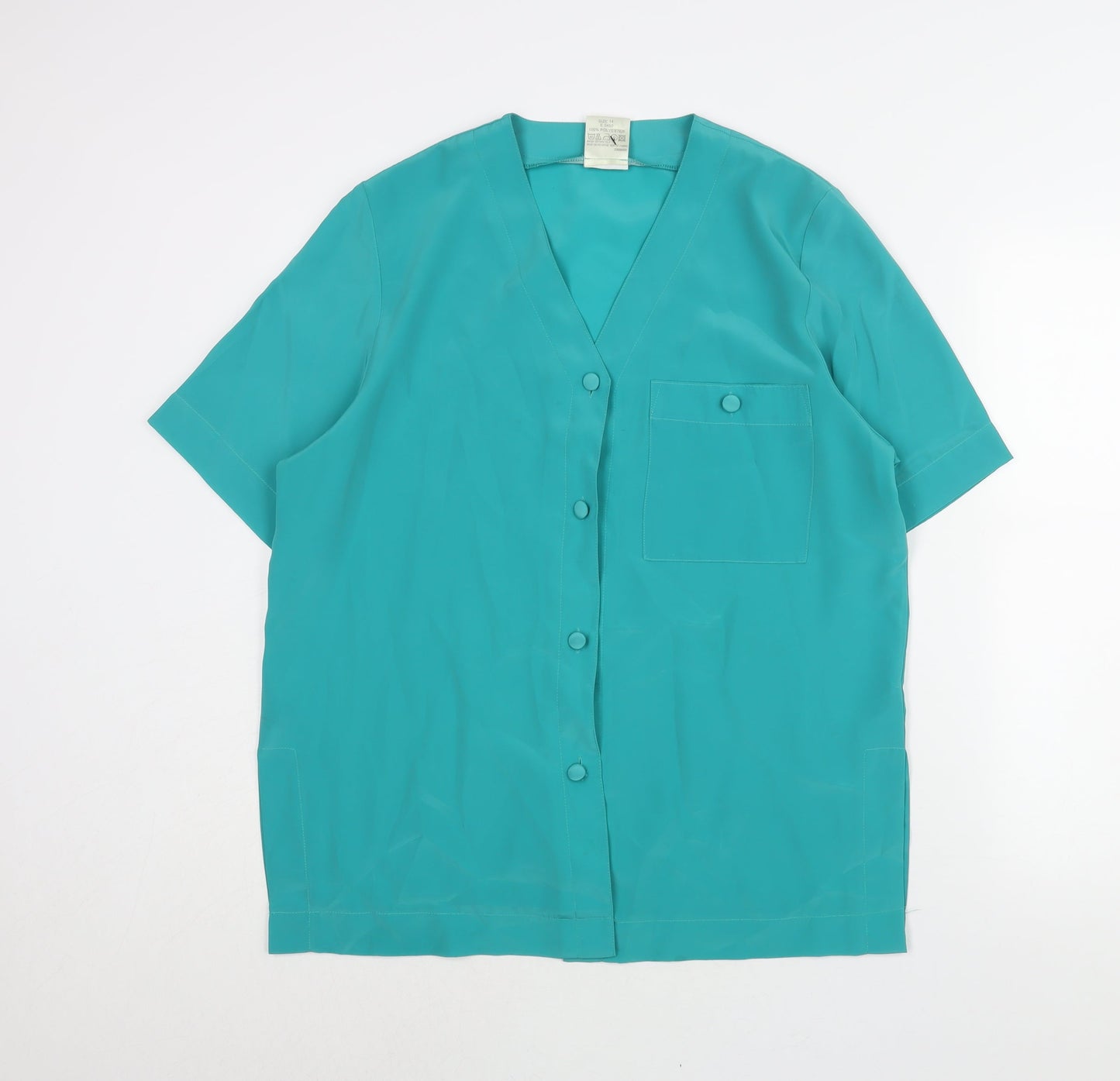 Womens UK Size 14 Classic Green Basic Blouse