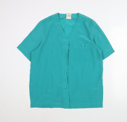 Womens UK Size 14 Classic Green Basic Blouse
