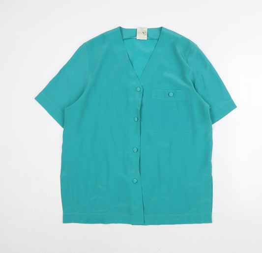 Womens UK Size 14 Classic Green Basic Blouse