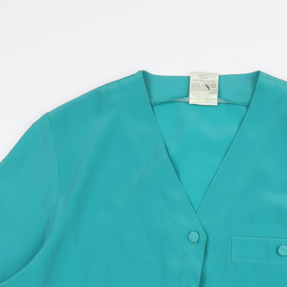 Womens UK Size 14 Classic Green Basic Blouse