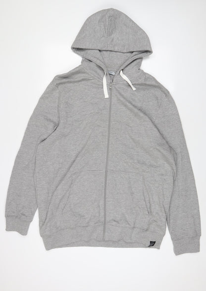 Avenue Mens Grey Cotton Full Zip Hoodie Size 2XL