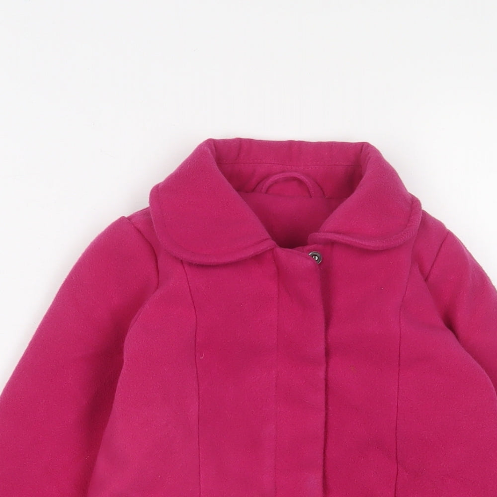 Marks and Spencer Girls Pink Overcoat Coat Size 3 Years Snap