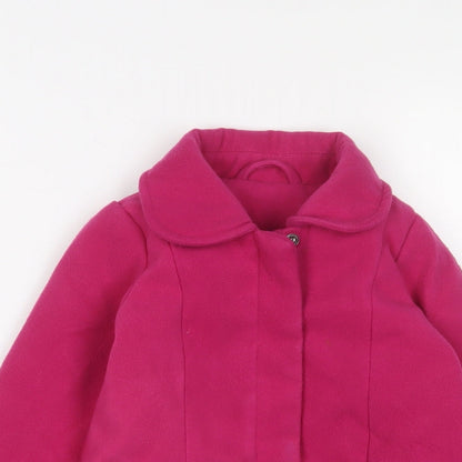 Marks and Spencer Girls Pink Overcoat Coat Size 3 Years Snap