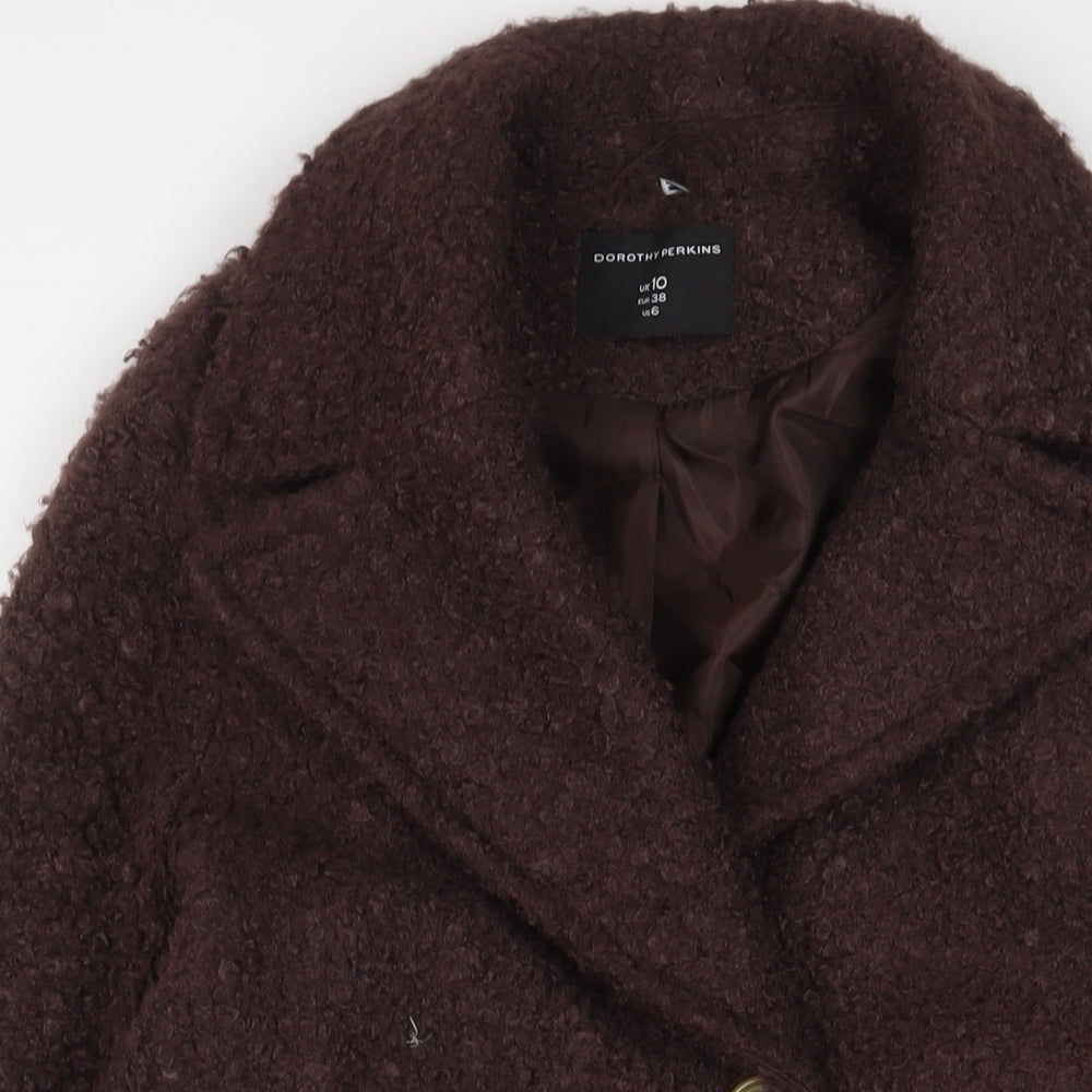 Womens UK Size 10 Dorothy Perkins Brown Overcoat