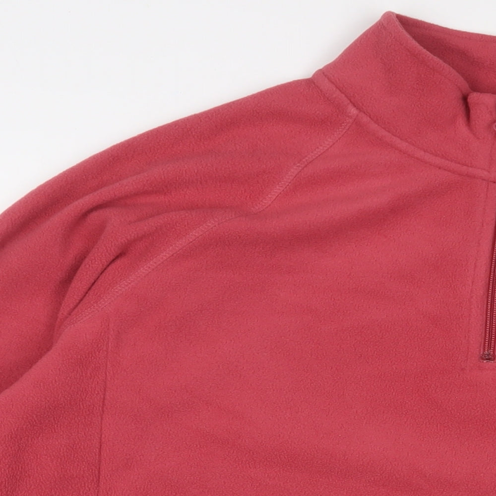 Cotton Traders Womens Pink Polyester Pullover Sweatshirt Size L Zip - Logo, Embroidered