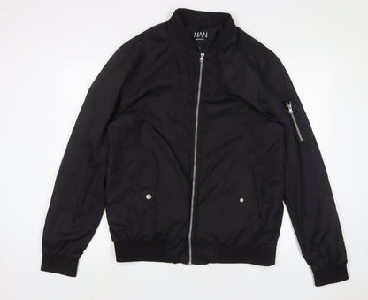 Mens UK Size L Boohoo Black Bomber Jacket