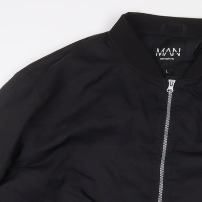 Mens UK Size L Boohoo Black Bomber Jacket