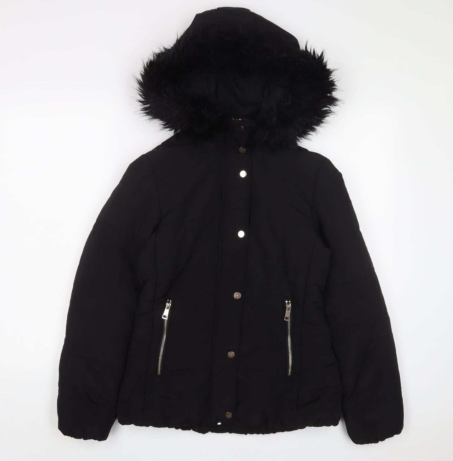 Womens UK Size 6 H&M Black Quilted Coat