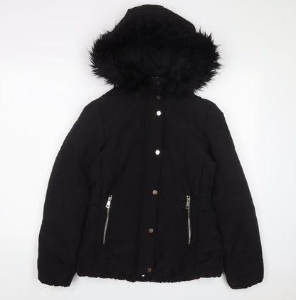Womens UK Size 6 H&M Black Quilted Coat