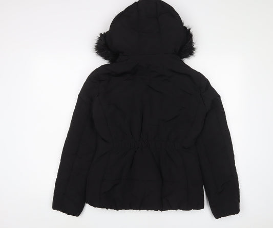 Womens UK Size 6 H&M Black Quilted Coat