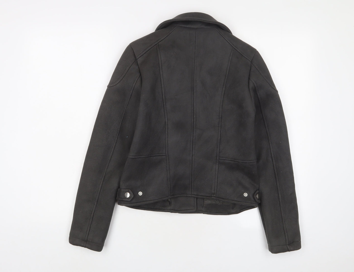 Womens UK Size 10 New Look Grey Biker Coat