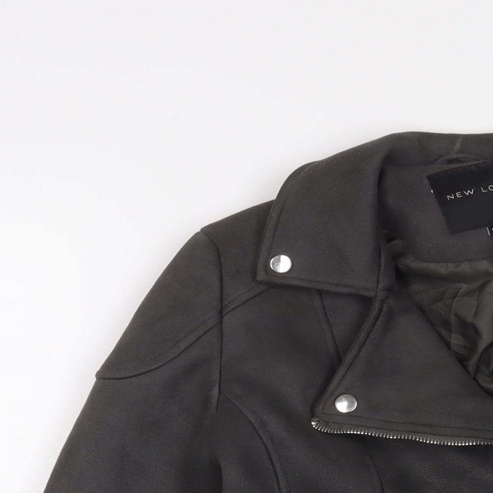 Womens UK Size 10 New Look Grey Biker Coat