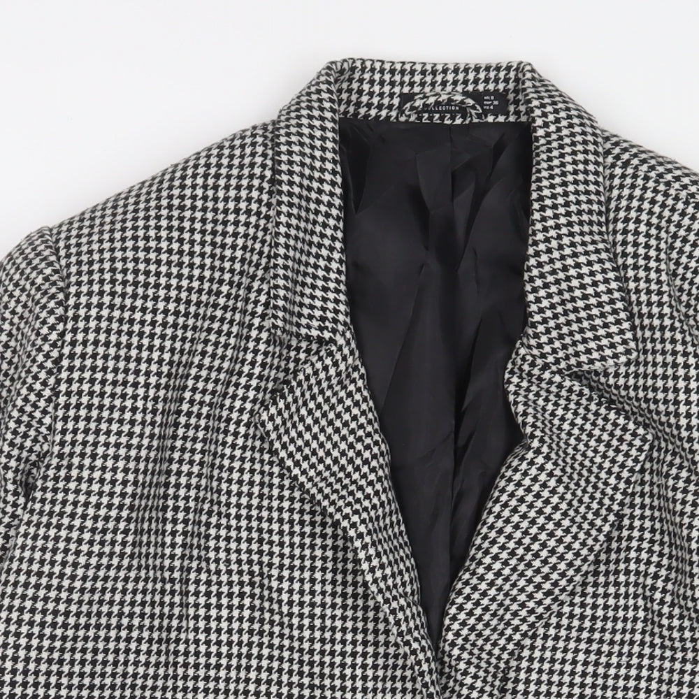 Nasty Gal Womens Black Herringbone Jacket Blazer Size 8 Button