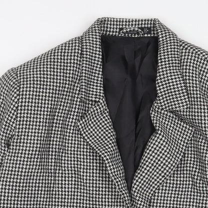 Nasty Gal Womens Black Herringbone Jacket Blazer Size 8 Button