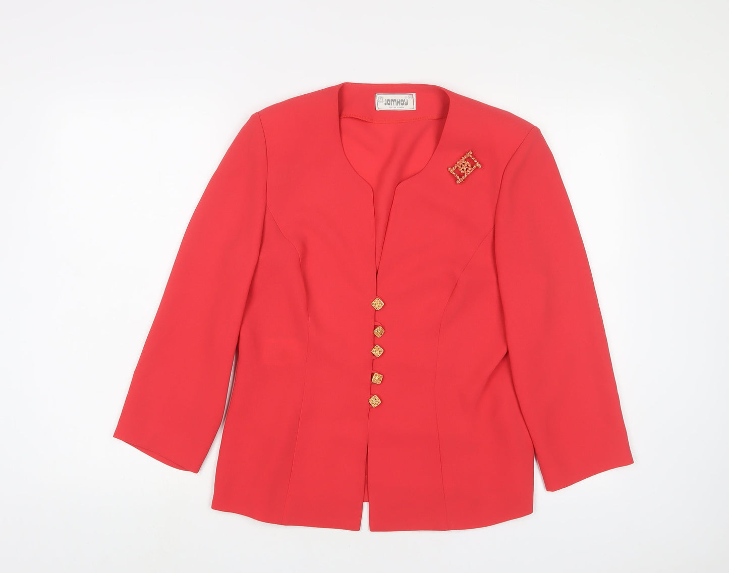 JOMHOY Womens Pink Jacket Blazer Size 12 Button