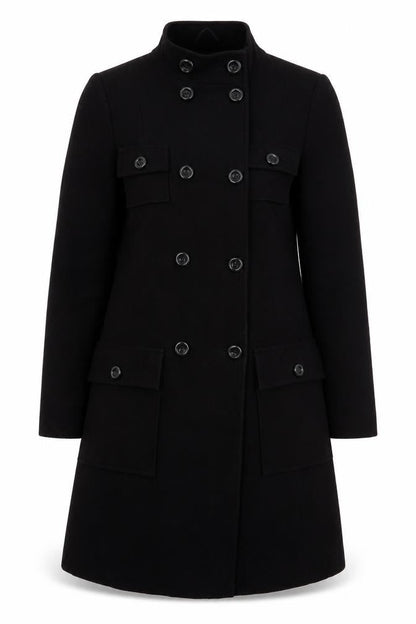 Marks & Spencer Womens Black Overcoat Coat Size 8 Button