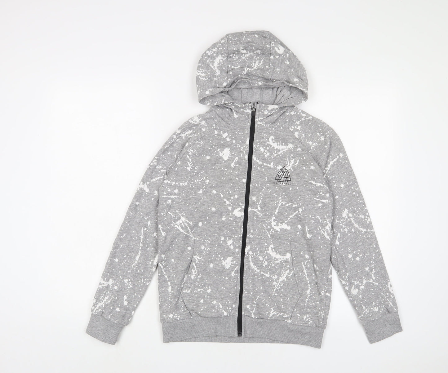NEXT Boys Grey Geometric Cotton Full Zip Hoodie Size 11 Years Zip
