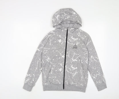 NEXT Boys Grey Geometric Cotton Full Zip Hoodie Size 11 Years Zip