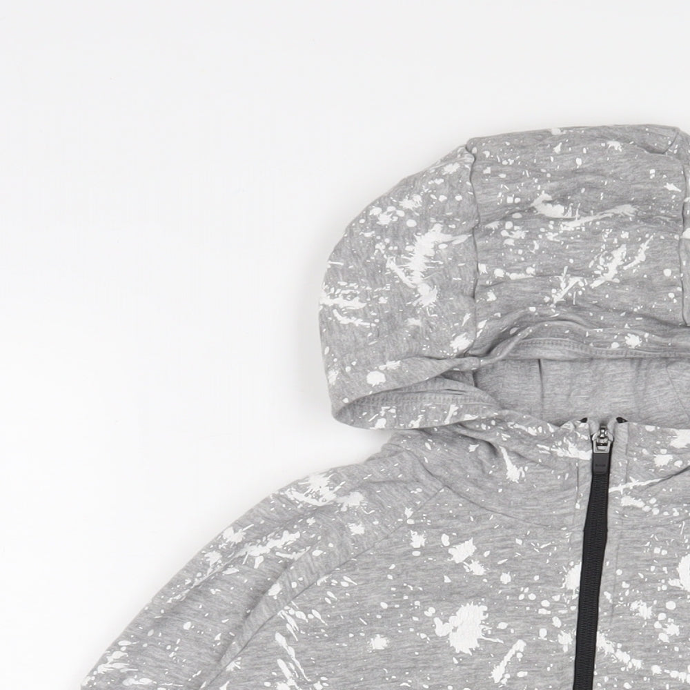 NEXT Boys Grey Geometric Cotton Full Zip Hoodie Size 11 Years Zip