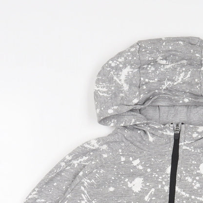NEXT Boys Grey Geometric Cotton Full Zip Hoodie Size 11 Years Zip