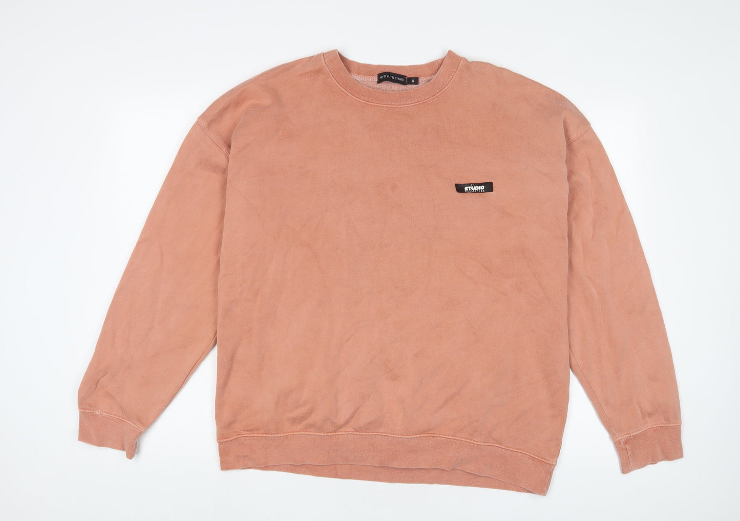 PRETTYLITTLETHING Womens Pink Cotton Pullover Sweatshirt Size S Pullover