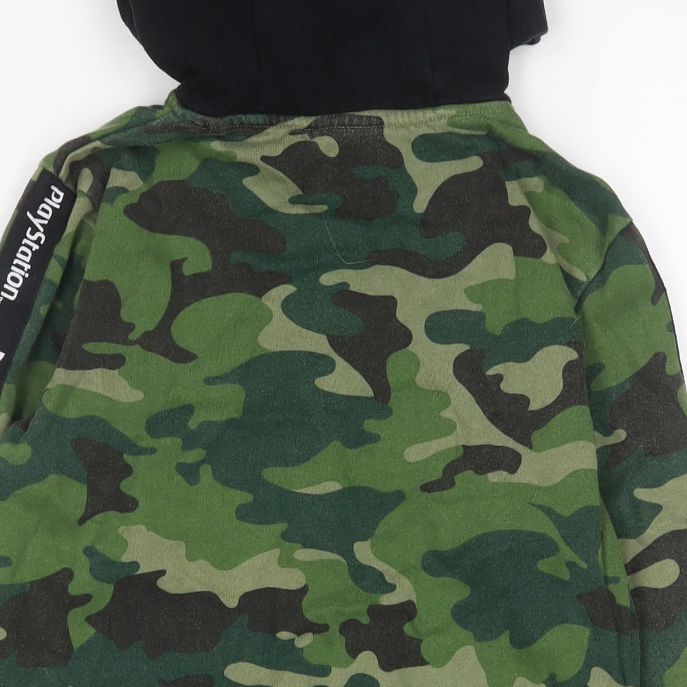 PlayStation Boys Green Camouflage Cotton Full Zip Hoodie Size 9 Years Zip